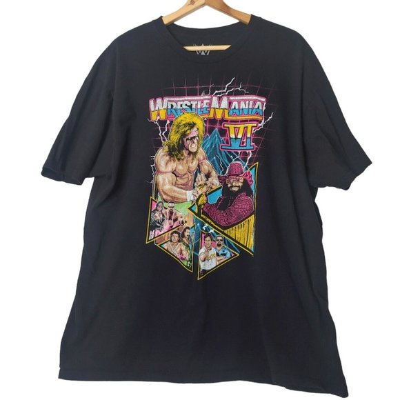 Wrestlemania VI Mens 2X T Shirt Black Short Sleeve Macho Man Jake The Snake - Picture 1 of 6